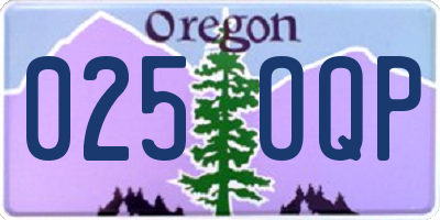 OR license plate 025OQP