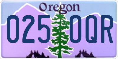 OR license plate 025OQR
