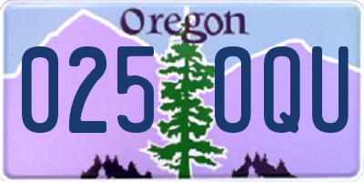 OR license plate 025OQU