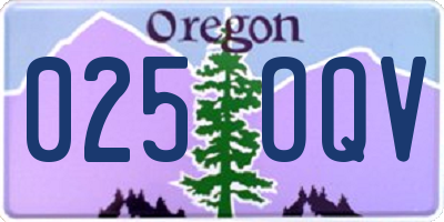 OR license plate 025OQV