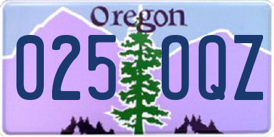 OR license plate 025OQZ