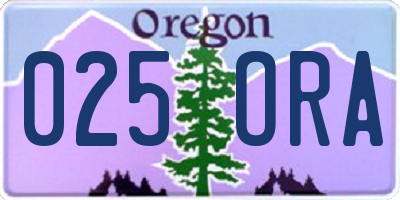 OR license plate 025ORA
