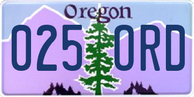 OR license plate 025ORD