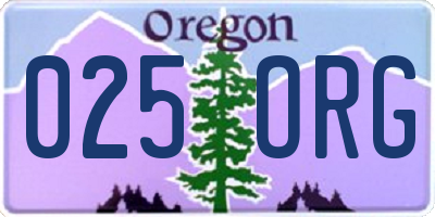 OR license plate 025ORG