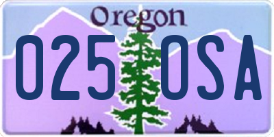 OR license plate 025OSA
