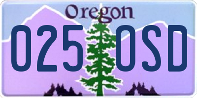 OR license plate 025OSD