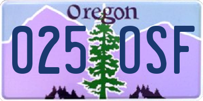 OR license plate 025OSF