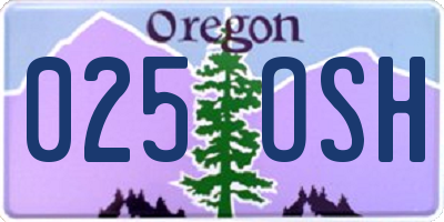 OR license plate 025OSH