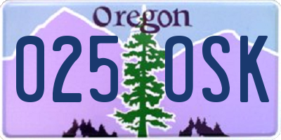 OR license plate 025OSK