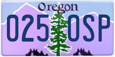 OR license plate 025OSP