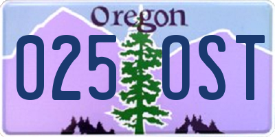 OR license plate 025OST