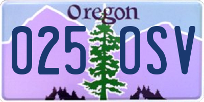 OR license plate 025OSV