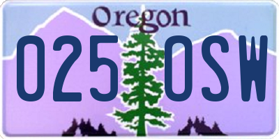 OR license plate 025OSW