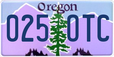 OR license plate 025OTC
