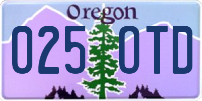 OR license plate 025OTD