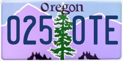 OR license plate 025OTE