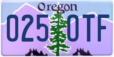 OR license plate 025OTF