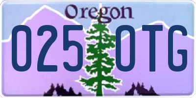 OR license plate 025OTG