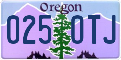 OR license plate 025OTJ