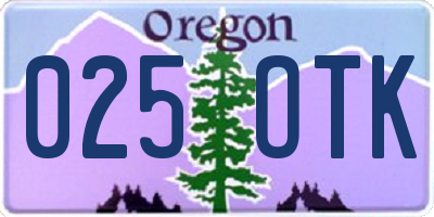 OR license plate 025OTK