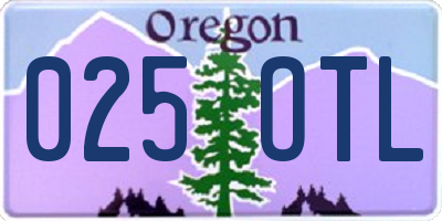 OR license plate 025OTL