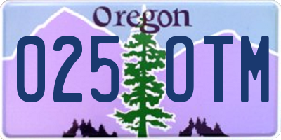 OR license plate 025OTM