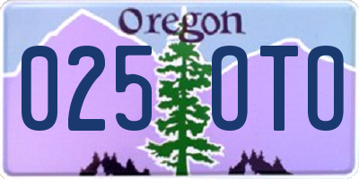 OR license plate 025OTO