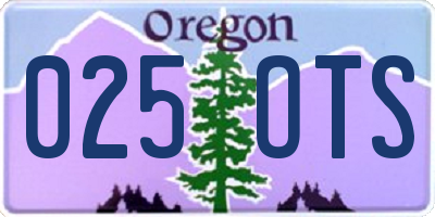 OR license plate 025OTS