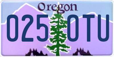 OR license plate 025OTU