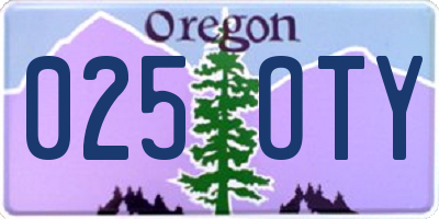 OR license plate 025OTY
