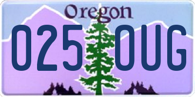 OR license plate 025OUG