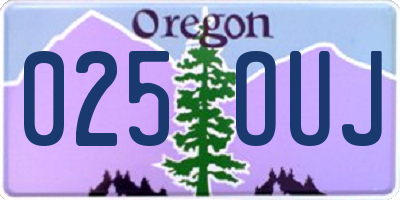 OR license plate 025OUJ
