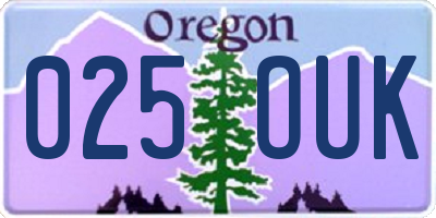 OR license plate 025OUK