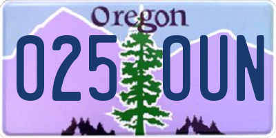 OR license plate 025OUN