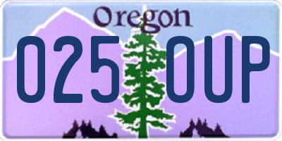 OR license plate 025OUP