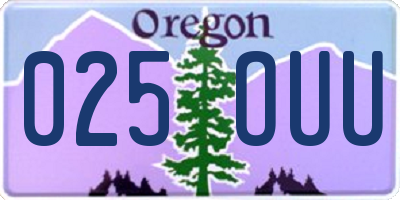 OR license plate 025OUU
