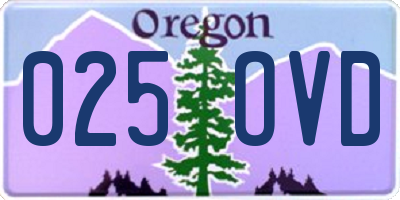 OR license plate 025OVD