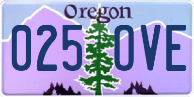 OR license plate 025OVE