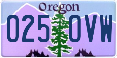 OR license plate 025OVW