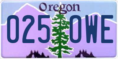 OR license plate 025OWE