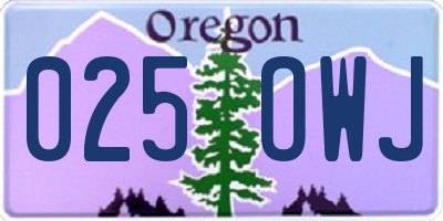 OR license plate 025OWJ