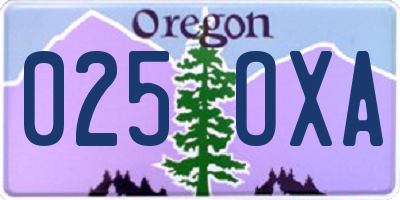 OR license plate 025OXA
