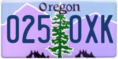 OR license plate 025OXK