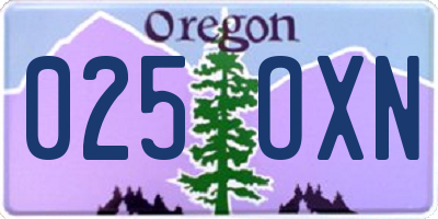 OR license plate 025OXN