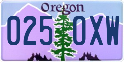OR license plate 025OXW