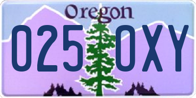 OR license plate 025OXY