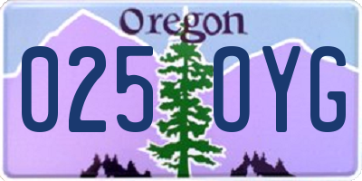 OR license plate 025OYG