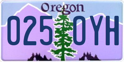 OR license plate 025OYH