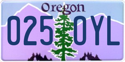 OR license plate 025OYL