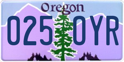 OR license plate 025OYR